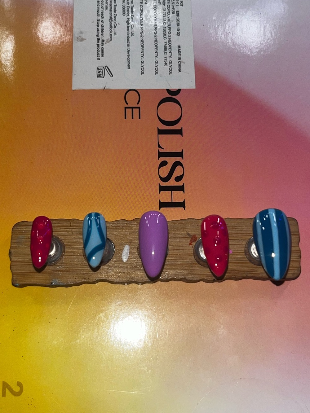 Assorted Pink, Blue & Purple Acrylic Nail Tip Set
